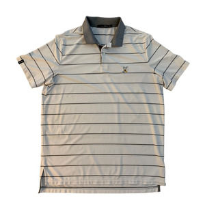 RLX Ralph Lauren Men's L Gray Striped Golf Polo Short Sleeve Wicking